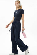 High-Stretch Tailored Cropped Tee - Blue