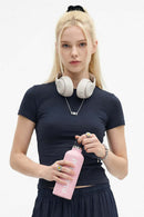High-Stretch Tailored Cropped Tee - Blue