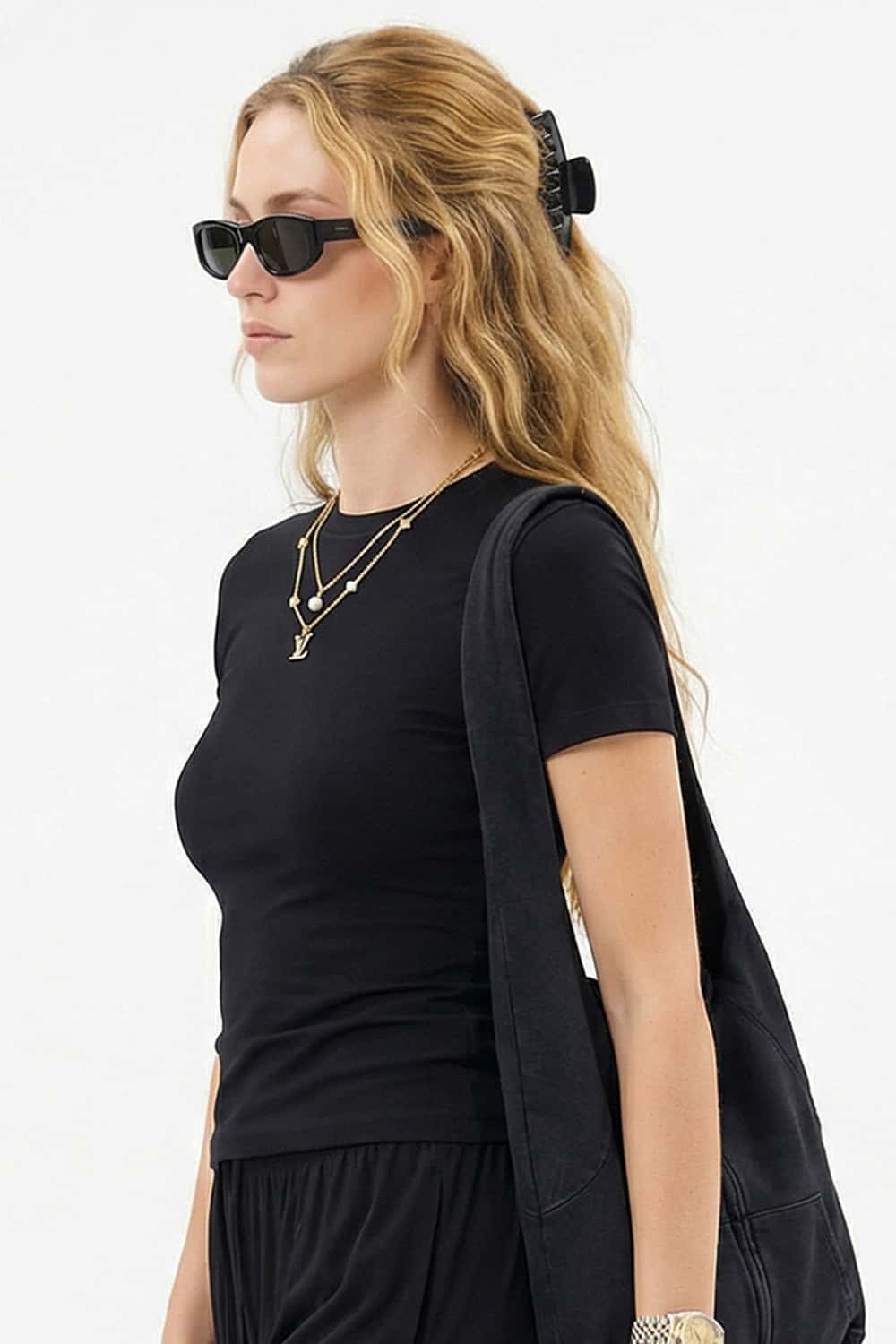 High-Stretch Tailored Cropped Tee - Charcoal