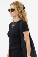 High-Stretch Tailored Cropped Tee - Charcoal