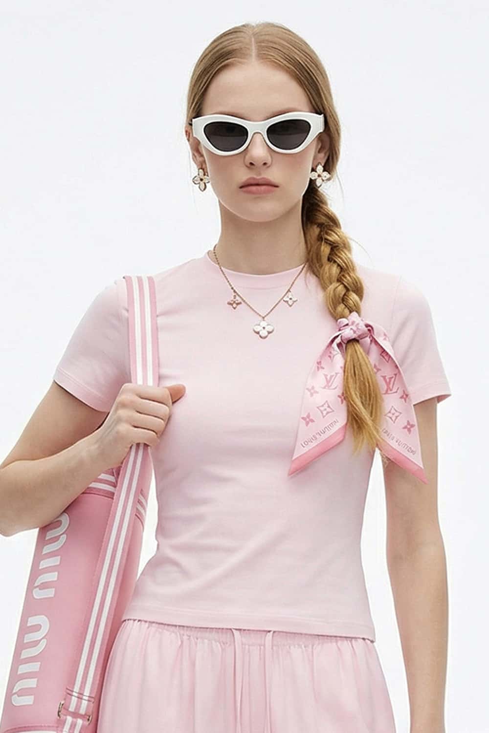 High-Stretch Tailored Cropped Tee - Pink
