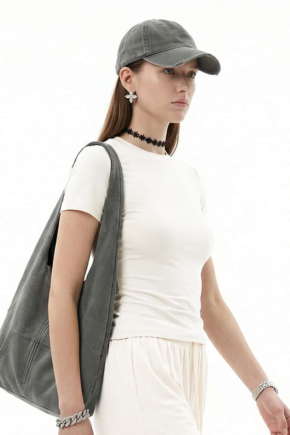 High-Stretch Tailored Cropped Tee - Rice Apricot