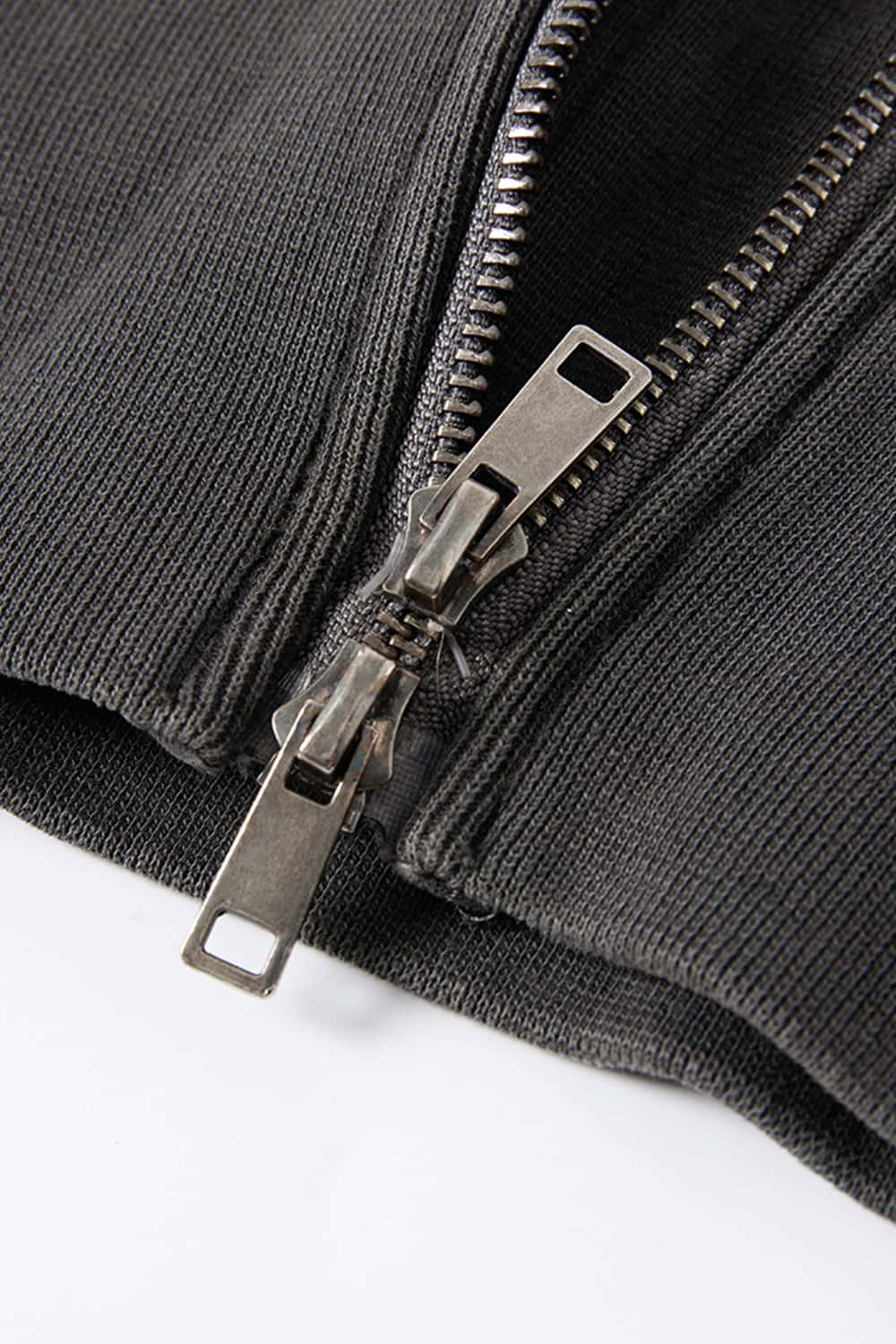 Detachable Fur-Collar Cinched Hoodie Jacket - Dark Gray