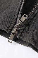 Detachable Fur-Collar Cinched Hoodie Jacket - Dark Gray