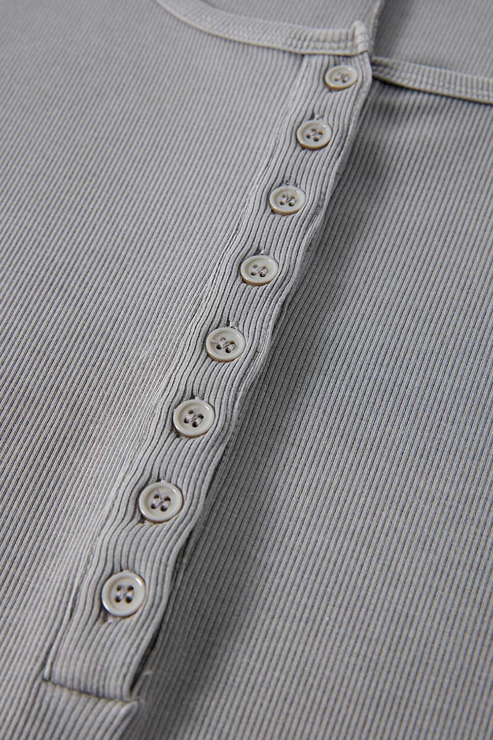 Button-Front Slim Romper - Medium Gray