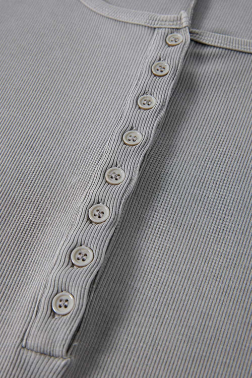 Button-Front Slim Romper - Medium Gray