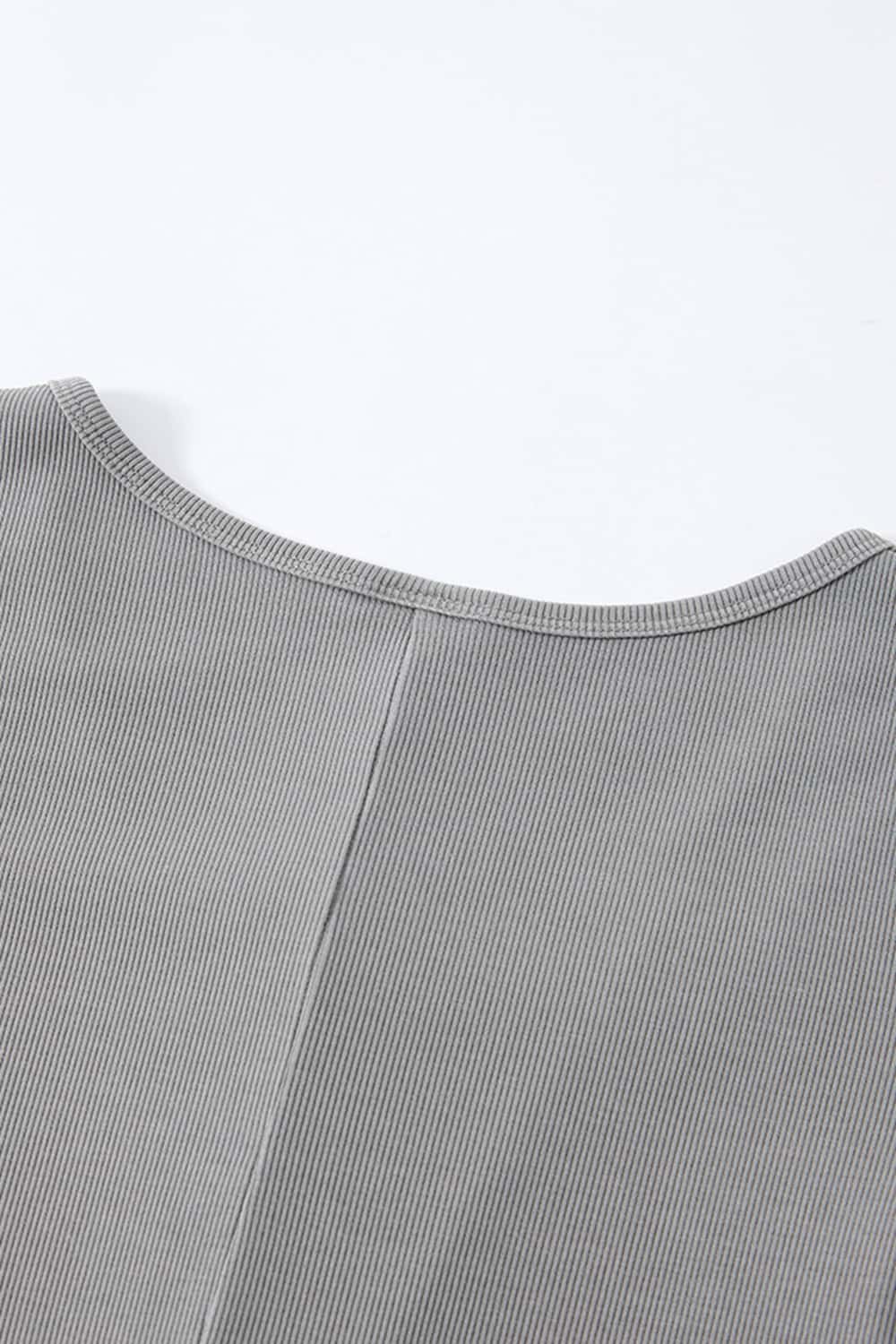 Button-Front Slim Romper - Medium Gray