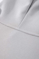 Boxy Curved-Sleeve Pullover Hoodie - Flower Gray