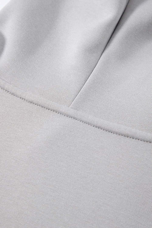 Boxy Curved-Sleeve Pullover Hoodie - Flower Gray