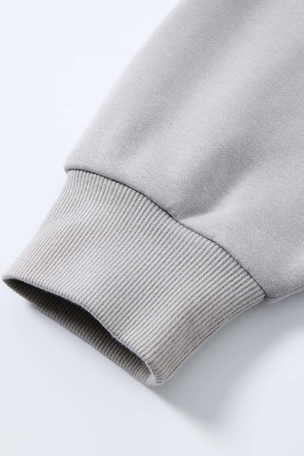 Boxy Curved-Sleeve Pullover Hoodie - Flower Gray