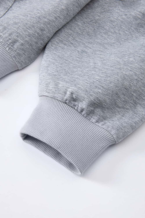 Contrast Plaid Lined Heavyweight Zip Hoodie - Flower Gray