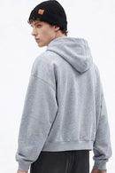 Contrast Plaid Lined Heavyweight Zip Hoodie - Flower Gray