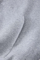 Contrast Plaid Lined Heavyweight Zip Hoodie - Flower Gray