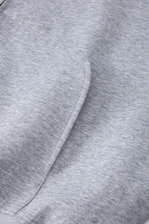Contrast Plaid Lined Heavyweight Zip Hoodie - Flower Gray