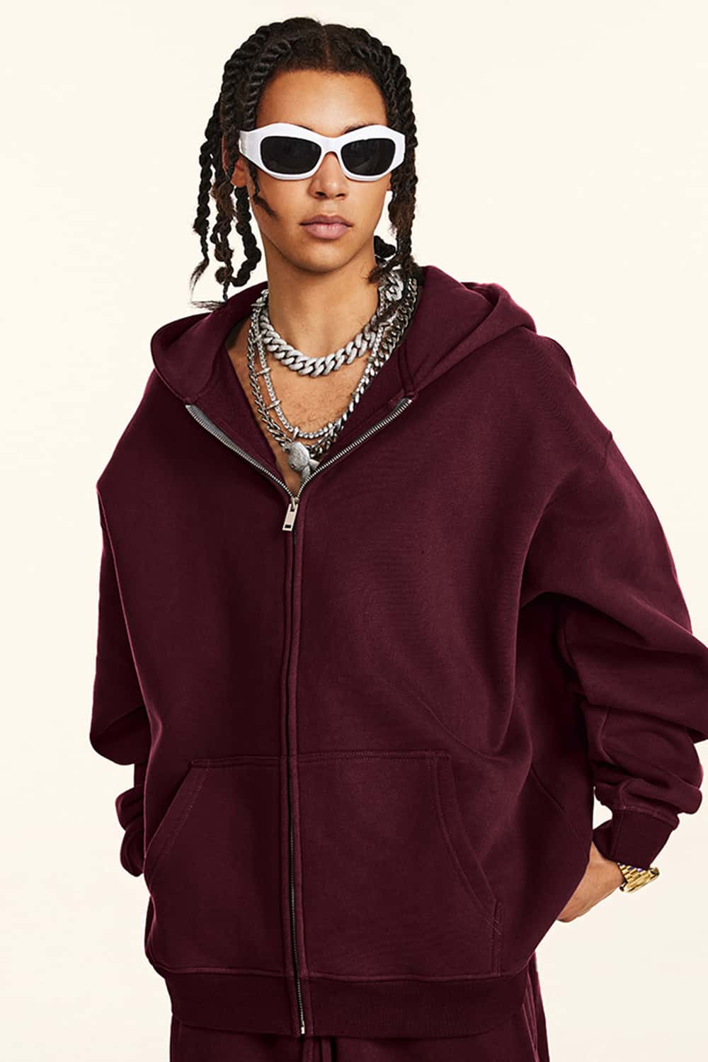 Thickened Fleece Zip-Up Hoodie - Ancora