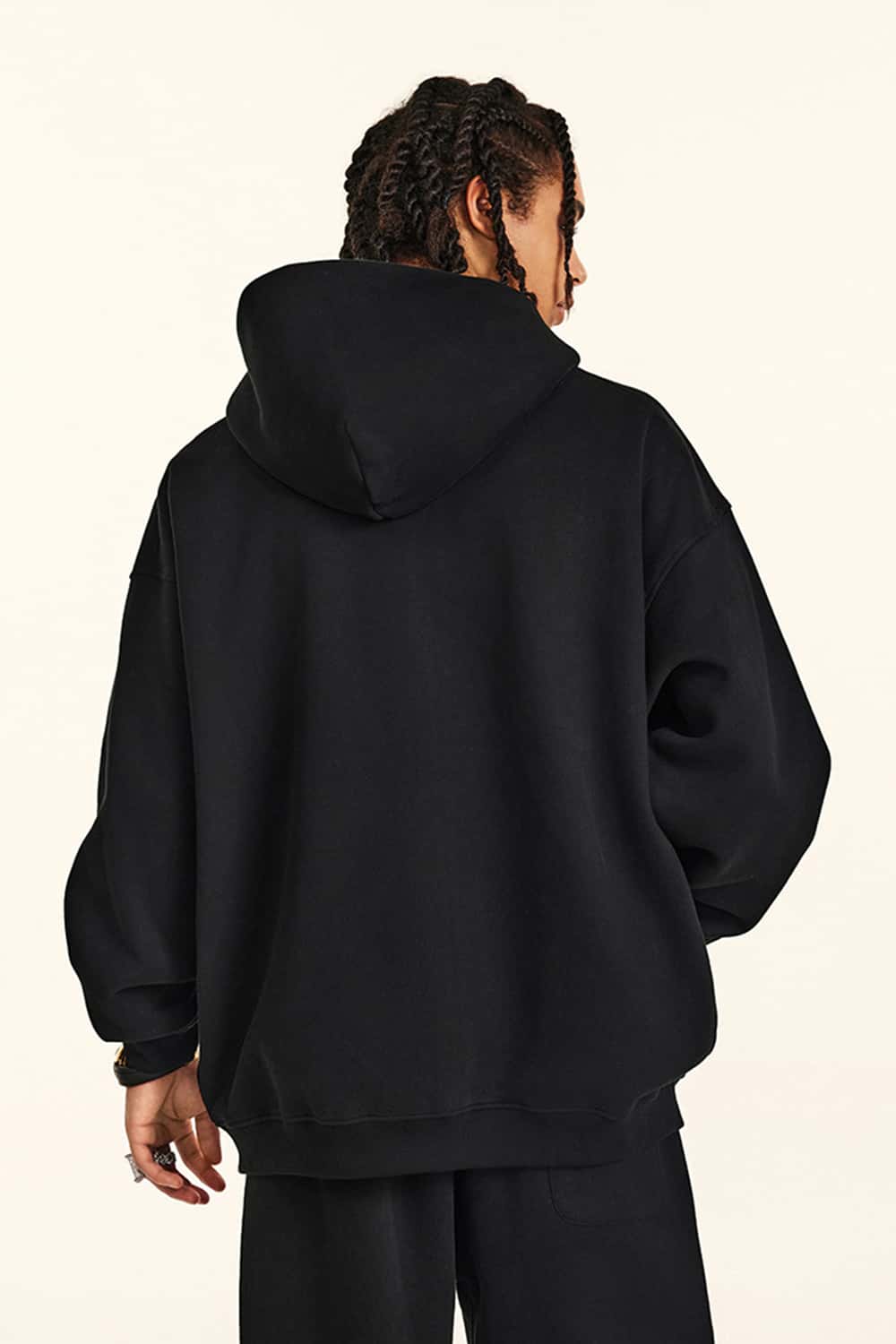 Thickened Fleece Zip-Up Hoodie - Black