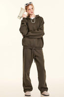 Thickened Fleece Zip-Up Hoodie - Brown