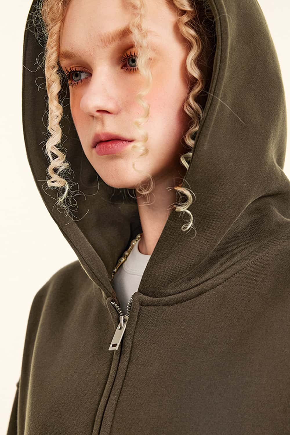 Thickened Fleece Zip-Up Hoodie - Brown