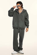 Thickened Fleece Zip-Up Hoodie - Dark Gray
