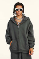 Thickened Fleece Zip-Up Hoodie - Dark Gray