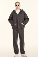 Thickened Fleece Zip-Up Hoodie - Plum Purple