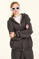 Thickened Fleece Zip-Up Hoodie - Plum Purple