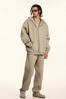 Thickened Fleece Zip-Up Hoodie - Sandy Dune