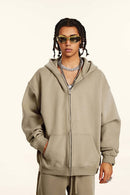 Thickened Fleece Zip-Up Hoodie - Sandy Dune