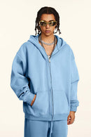 Thickened Fleece Zip-Up Hoodie - Smalt