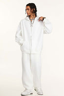 Thickened Fleece Zip-Up Hoodie - White