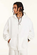 Thickened Fleece Zip-Up Hoodie - White