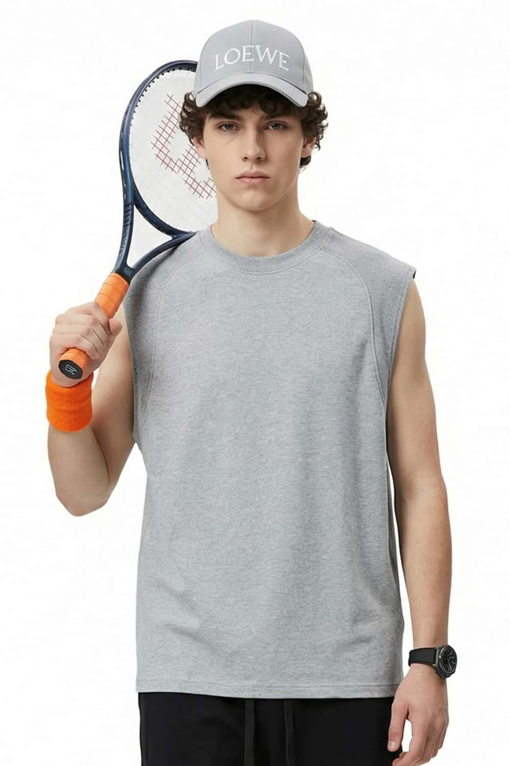 Cooling Sleeveless Active Tank Top - Flower Gray