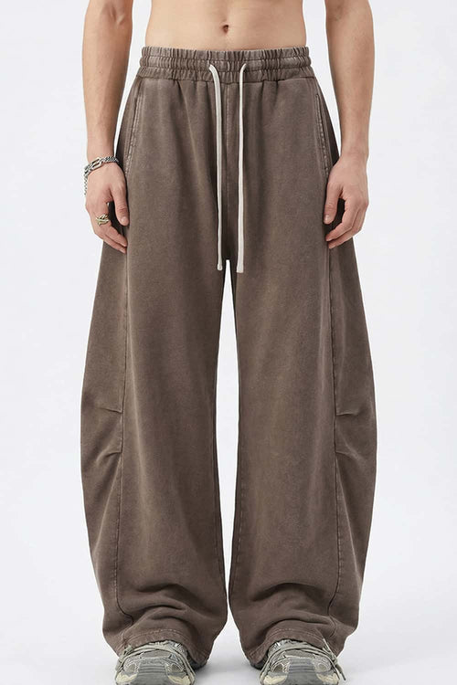 Snow-Wash Barrel Pants - Brown