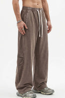 Snow-Wash Barrel Pants - Brown