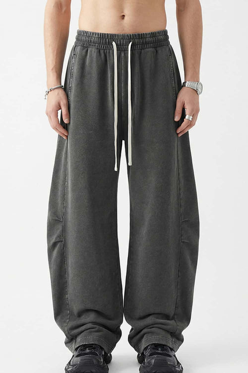 Snow-Wash Barrel Pants - Dark Gray