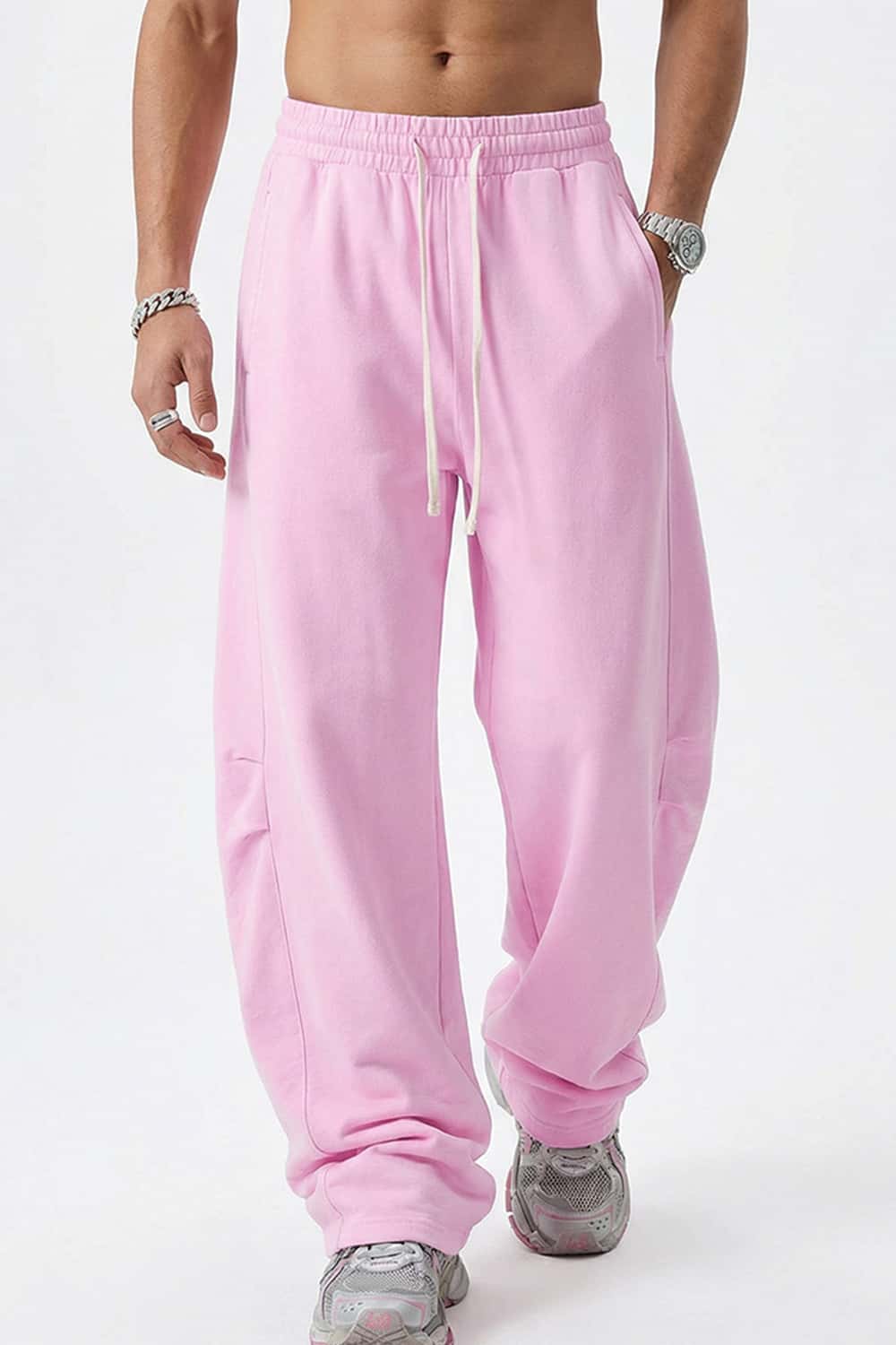 Snow-Wash Barrel Pants - Pink
