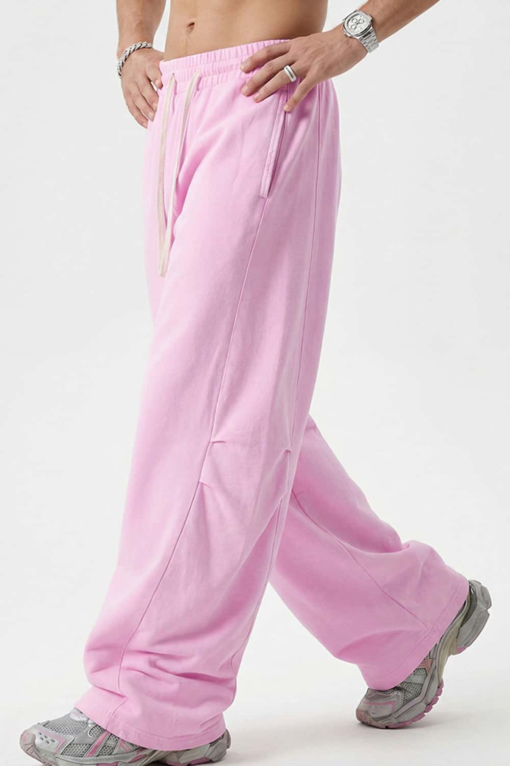 Snow-Wash Barrel Pants - Pink