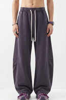 Snow-Wash Barrel Pants - Plum Purple