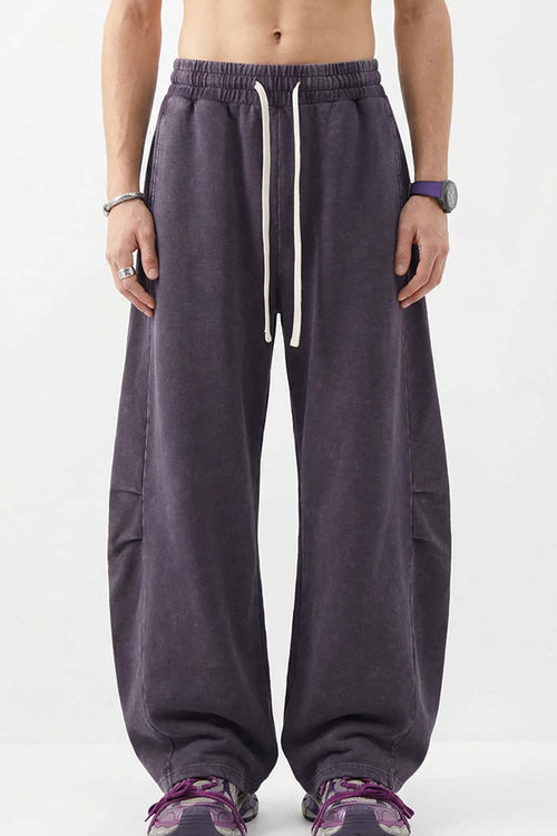 Snow-Wash Barrel Pants - Plum Purple