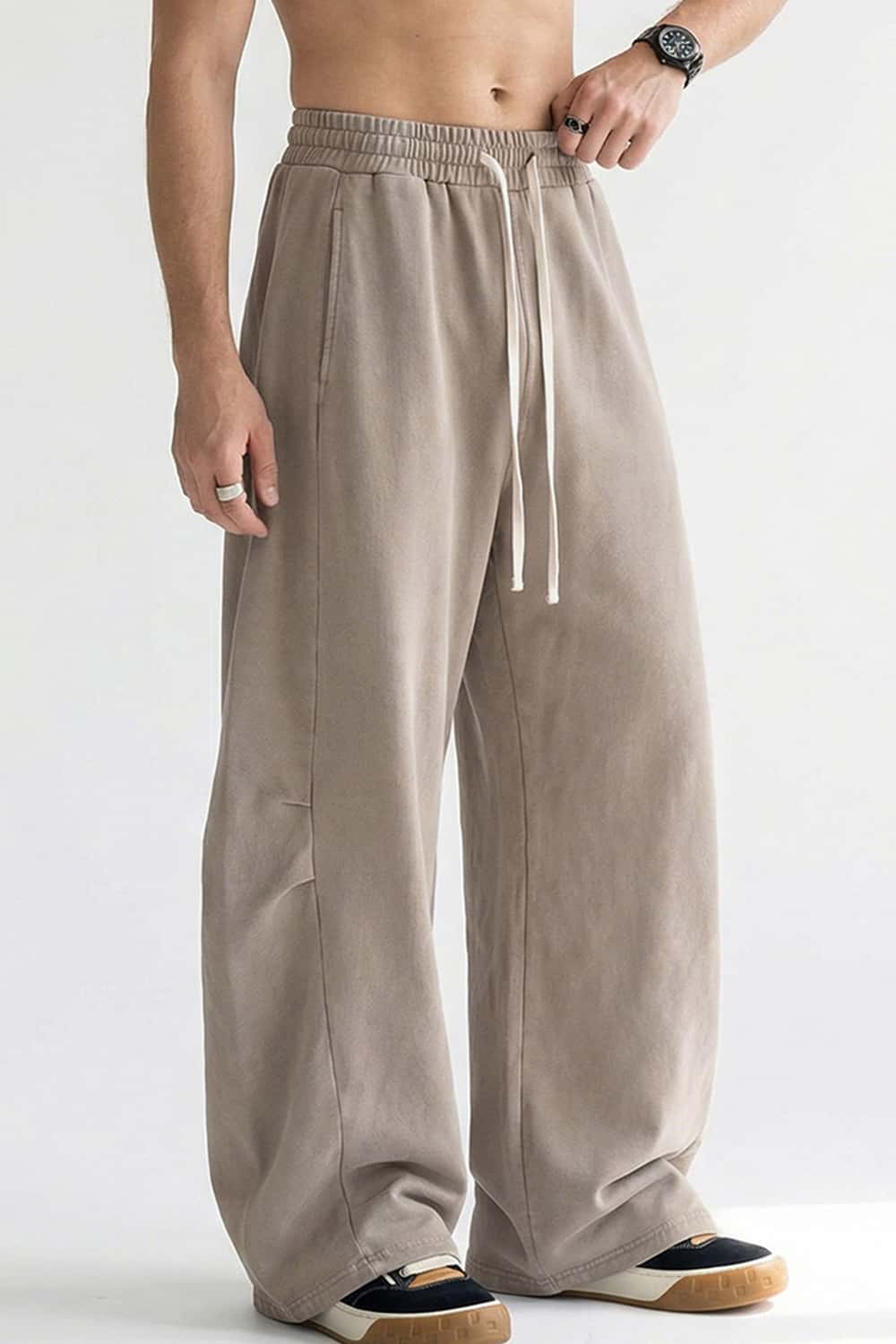 Snow-Wash Barrel Pants - Vintage Khaki