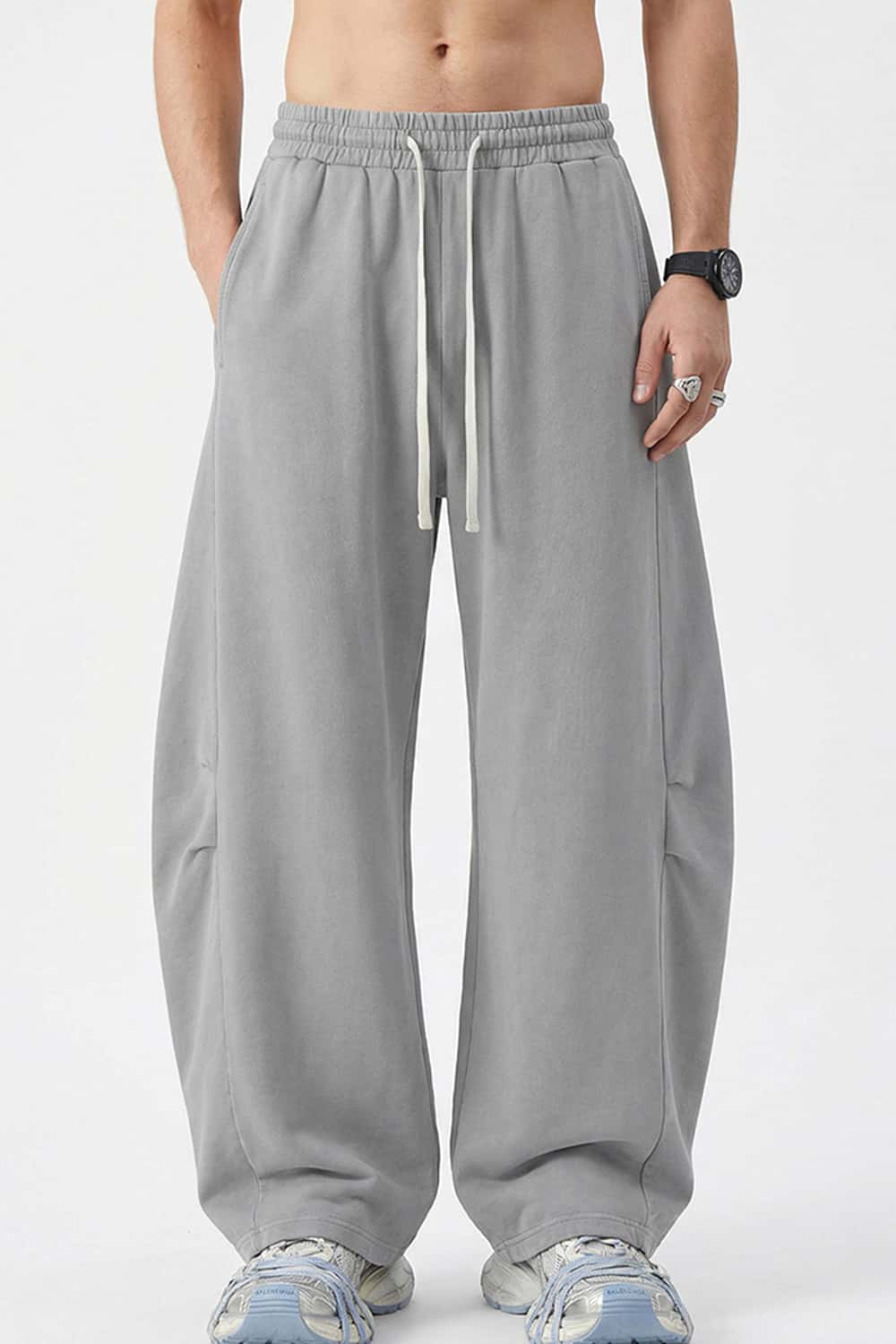 Snow-Wash Barrel Pants - Vintage Medium Gray