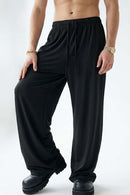High-Stretch Relaxed Straight-Leg Trouser - Black