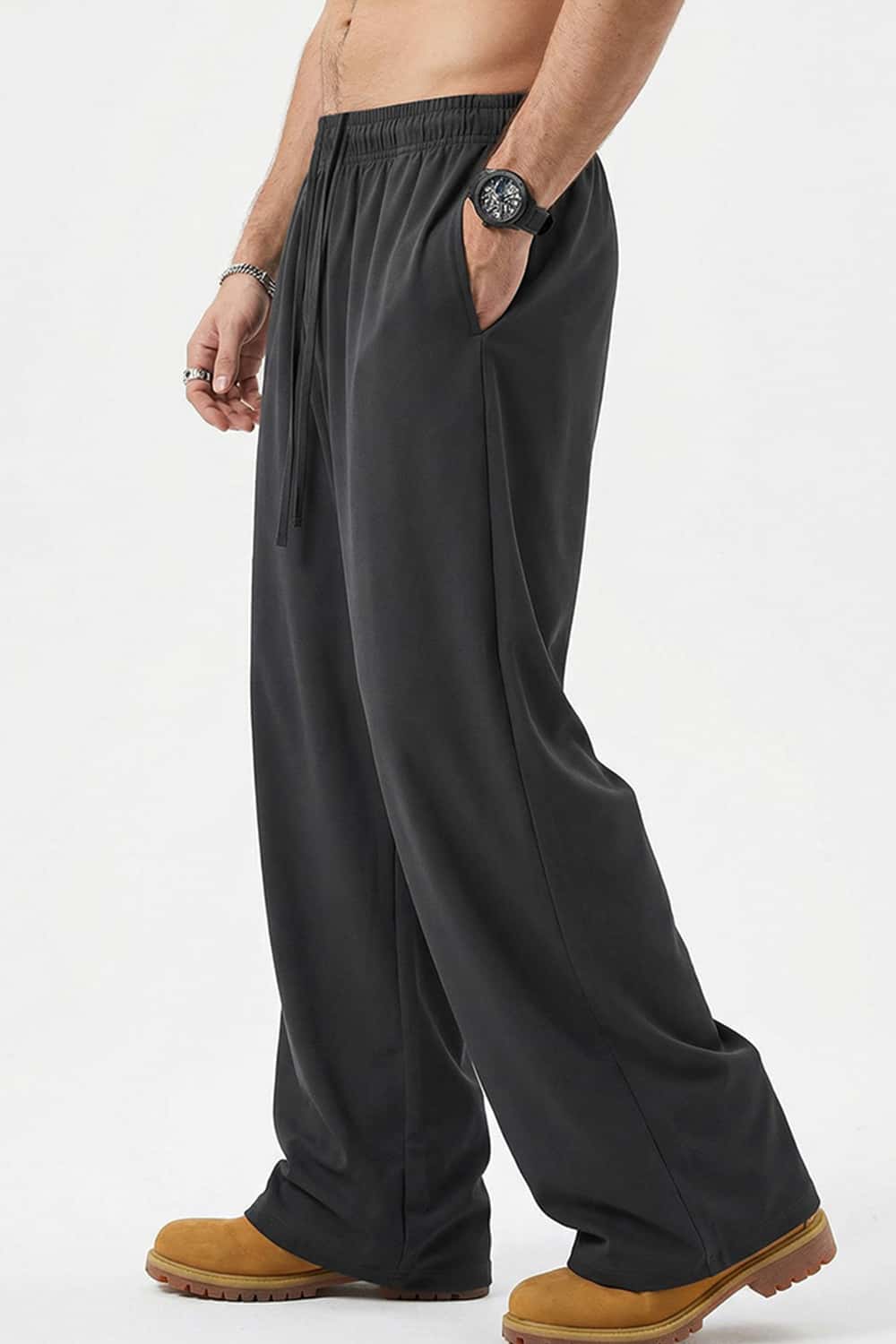 High-Stretch Relaxed Straight-Leg Trouser - Charcoal