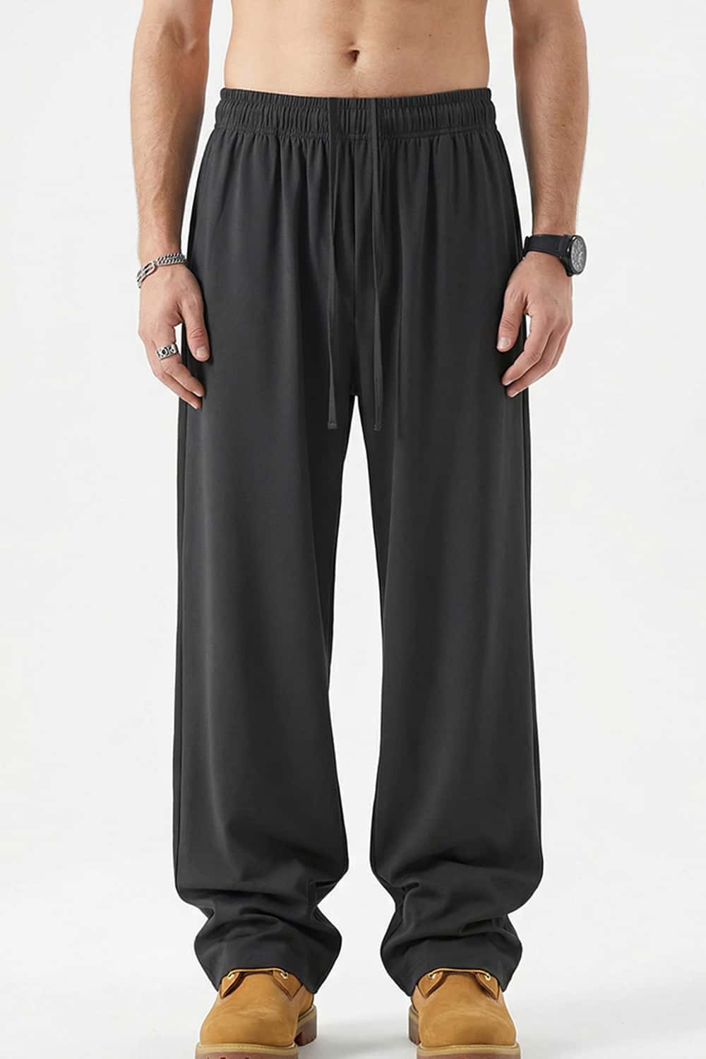 High-Stretch Relaxed Straight-Leg Trouser - Charcoal