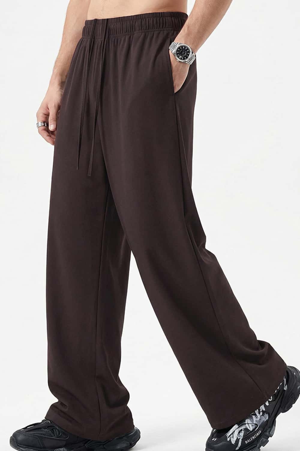 High-Stretch Relaxed Straight-Leg Trouser - Coffee