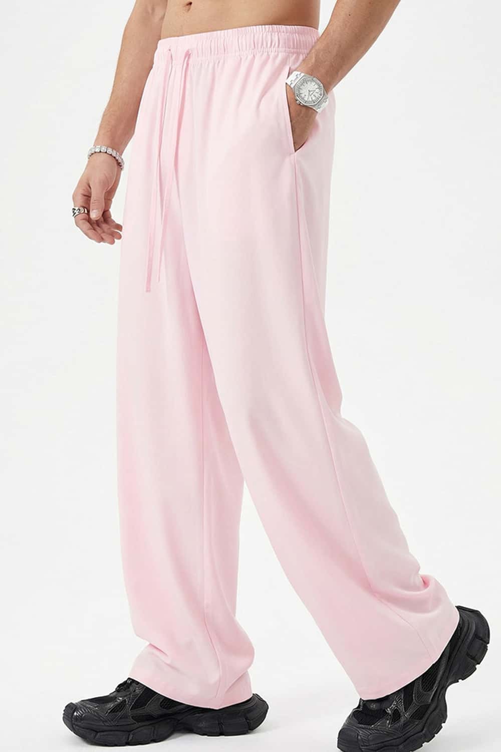High-Stretch Relaxed Straight-Leg Trouser - Pink