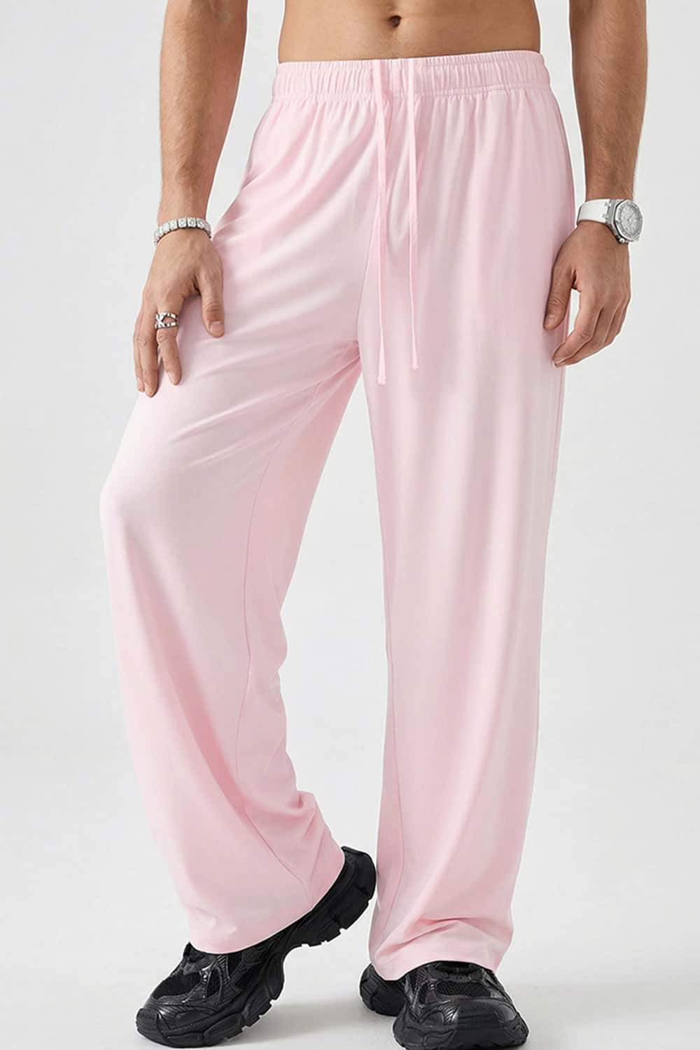 High-Stretch Relaxed Straight-Leg Trouser - Pink