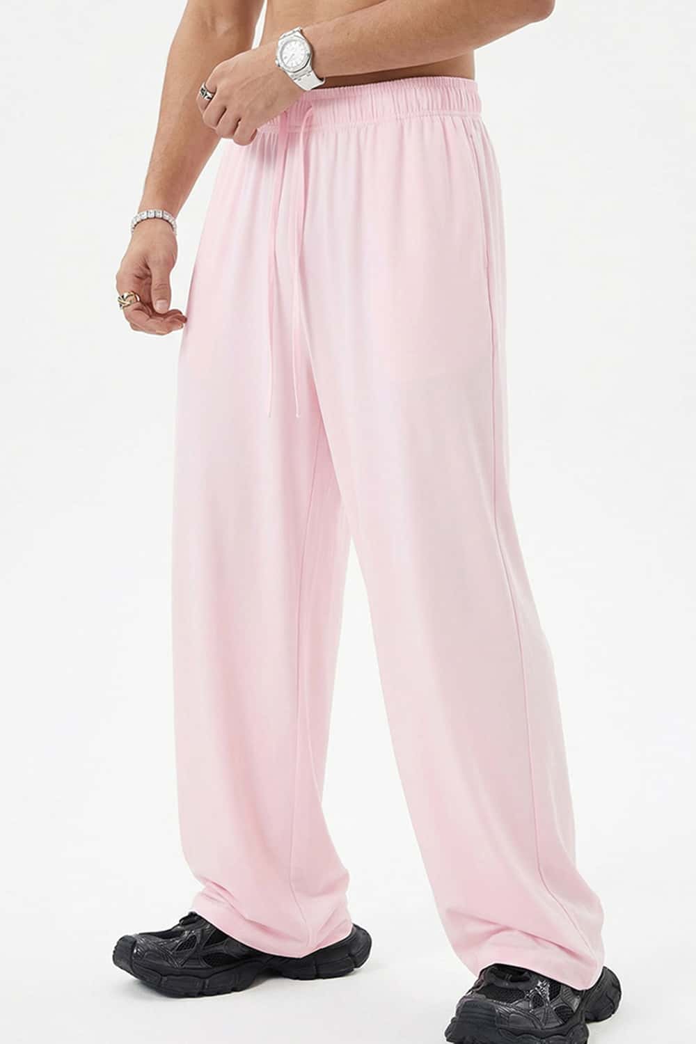 High-Stretch Relaxed Straight-Leg Trouser - Pink