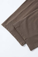 Washed Curved-Seam Straight-Leg Pants - Coffee