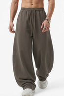 Washed Curved-Seam Straight-Leg Pants - Coffee
